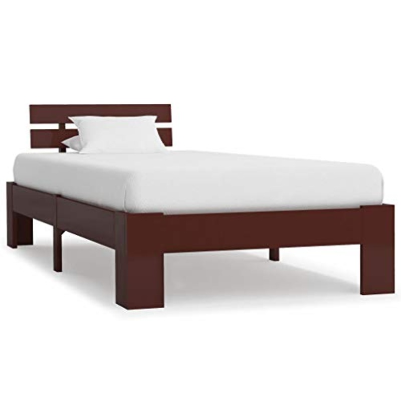 BIGTO – Struttura per letto in legno di pino massiccio, per camera da letto, stile C, 100 x 200 cm, colore: Marrone scuro