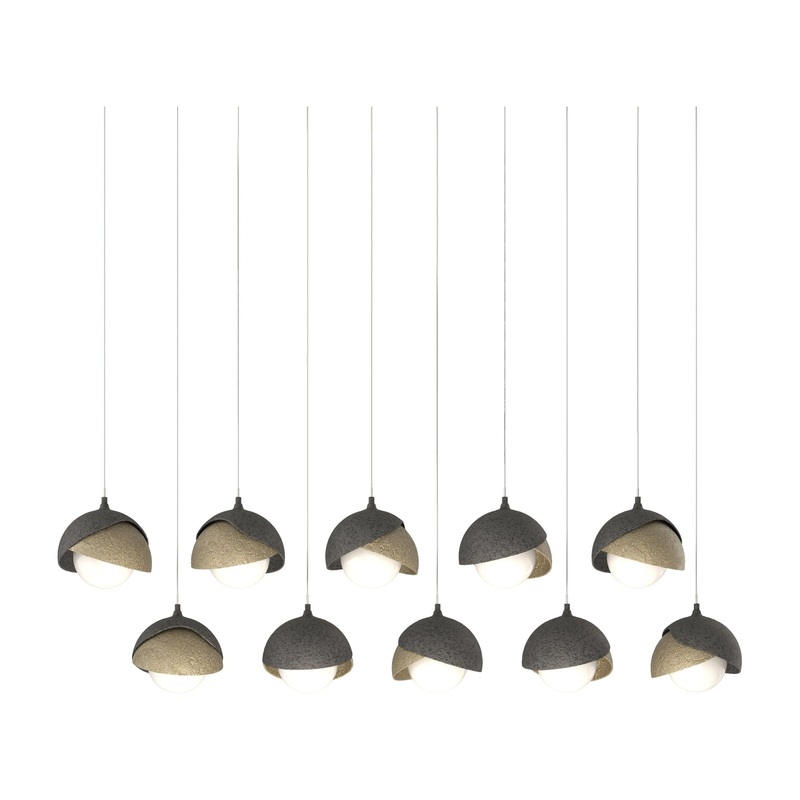 Brooklyn 10-Light Double Shade Pendant Natural Iron Soft Gold