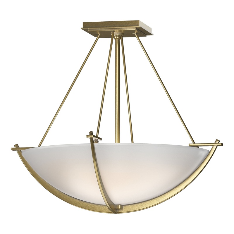 Compass Small Semi-Flush Modern Brass Opal Glass (GG)