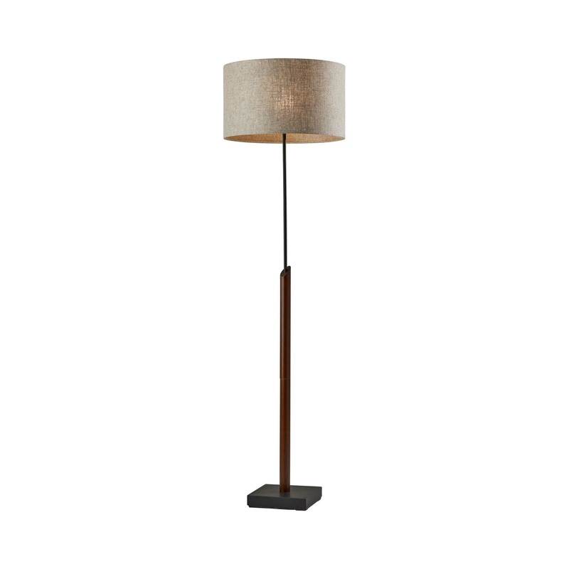 Ethan Floor Lamp Black with Walnut Rubberwood
