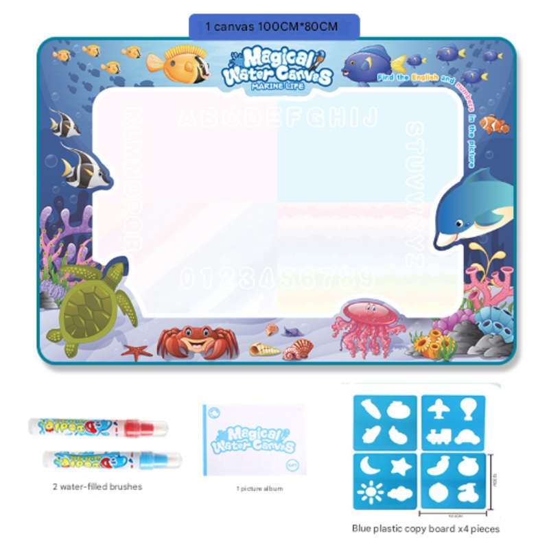 Sea Animals Giant Aqua Magic Doodle Mat 100x80cm – Mess-Free Reusable Water Drawing Pad for Creative Kids