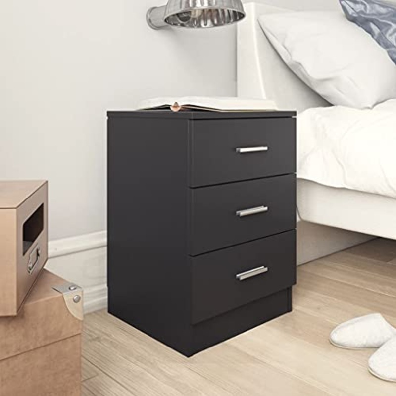 SKM Comodini 2 pz Nero 38x35x56 cm in Truciolato