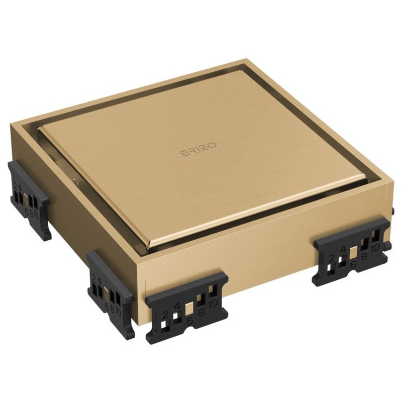 Square Drain Reversible Point 4 Inch Brilliance Luxe Gold Stainless Steel for Shower
