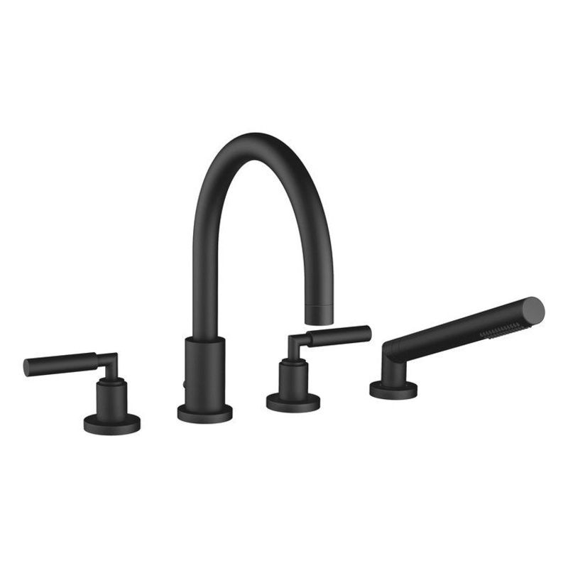 Tub Filler TARA Mixer for Deck Mount with Handshower 2 Lever ADA Matte Black