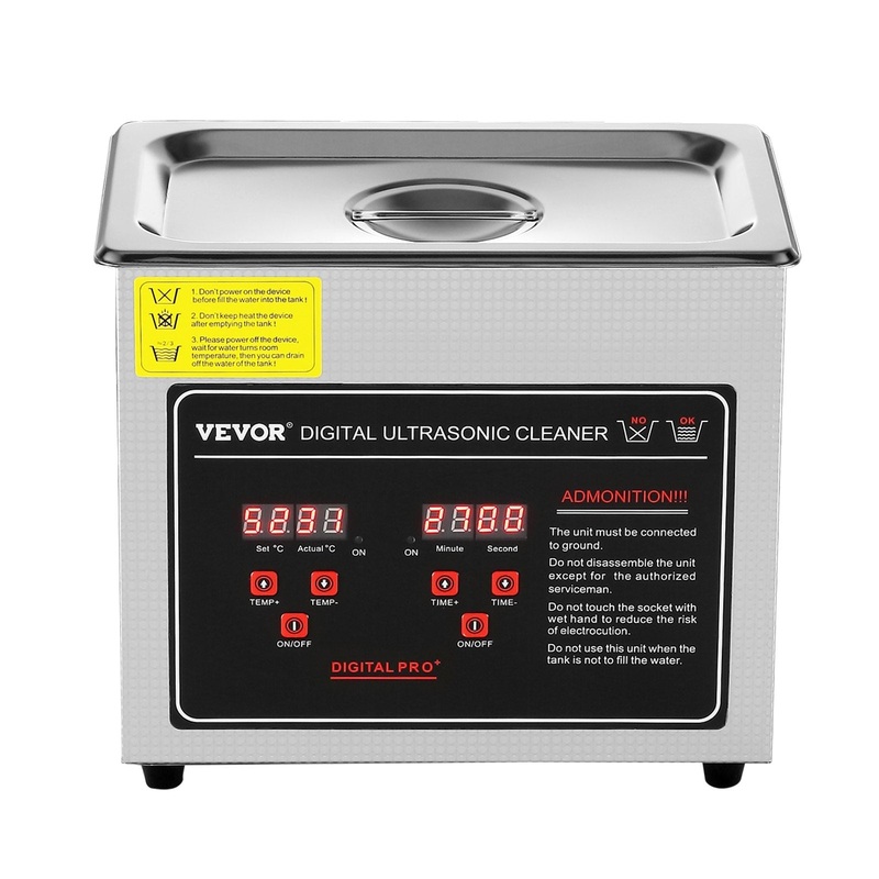 VEVOR Ultrasonic Cleaner with Digital Timer & Heater, Professional Ultra Sonic Jewelry Cleaner, Stainless Steel Heated Cleaning Machine for Glasses Watch Rings Small Parts Circuit Board (3L)