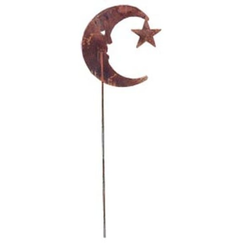 Village Wrought Iron RGS-2 Moon Star Rusted Stake