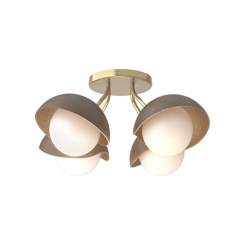 Brooklyn 4-Light Single Shade Semi-Flush Modern Brass Bronze