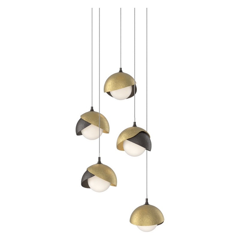 Brooklyn 5-Light Double Shade Pendant Oil Rubbed Bronze Modern Brass