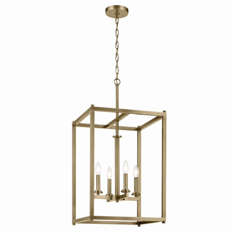 Four Light Foyer Pendant from the Crosby Collection in Natural Brass Finish by Kichler