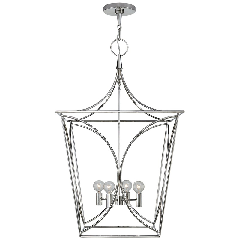 Four Light Lantern from the Cavanagh Collection in Polished Nickel Finish by Visual Comfort Signature