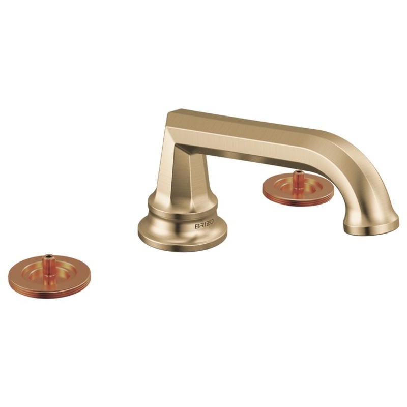 Lavatory Faucet Beauclere Deck Mount Widespread 6-16 Inch Spread Less Handle WaterSense Brilliance Luxe Gold 1.2 Gallons per Minute Less Drain 3 Hole