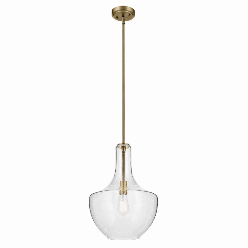 One Light Pendant from the Everly Collection in Natural Brass Finish by Kichler