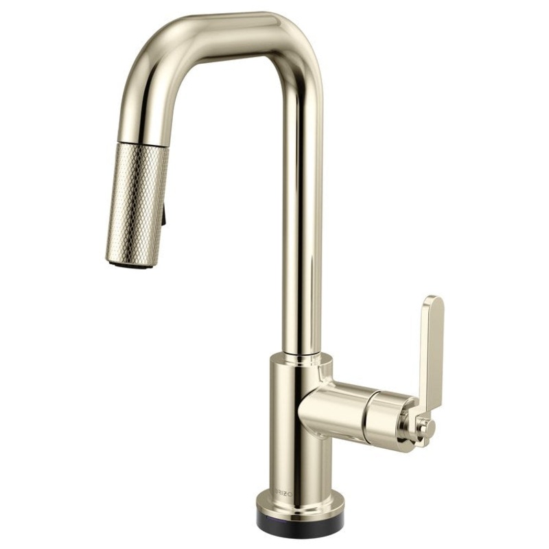 Prep Faucet Litze Smarttouch 1 Industrial Handle ADA Brilliance Polished Nickel Pull Down Dual Function Square 360 DEG Swivel 1.8 Gallons per Minute