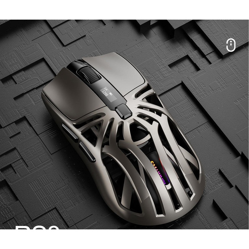 Tri-Mode Wireless Gaming Mouse – 1KHz Polling, 10000 DPI, Digital Display, Lightweight 73g(grey)