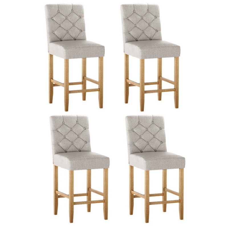 Artiss 4x Bar Stools Linen Upholstered Chairs