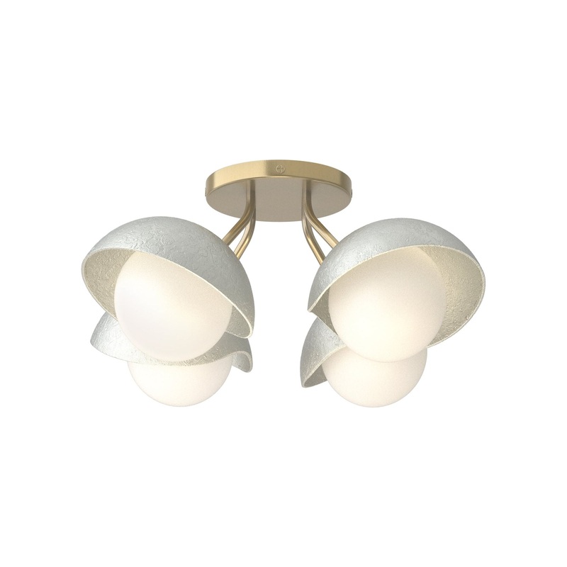 Brooklyn 4-Light Single Shade Semi-Flush Modern Brass Vintage Platinum