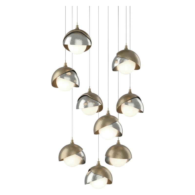 Brooklyn 9-Light Double Shade Pendant Soft Gold Sterling