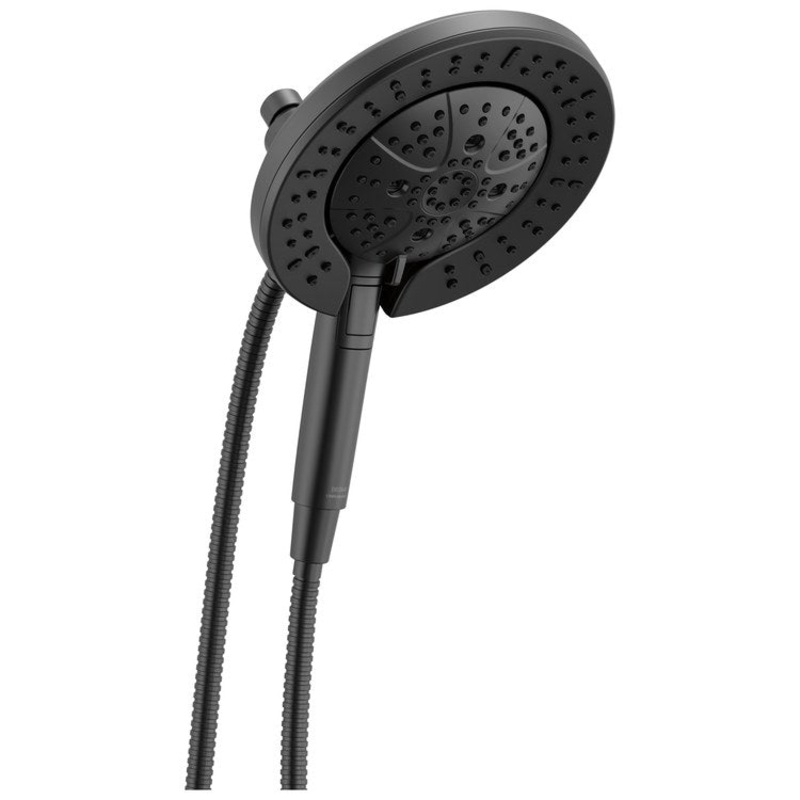 Handshower Combination Universal Showering Components In2ition 2-In-1 7 Functions Matte Black WaterSense MagnaTite Docking 7-7/8 Inch Stretchable Metal Hose 60-82 Inch 1.75 Gallons per Minute