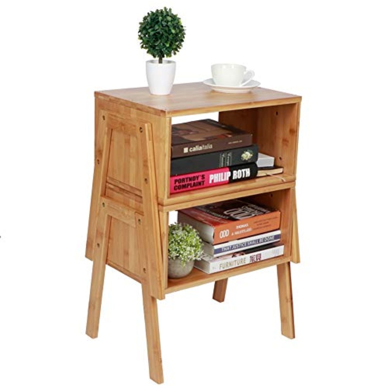 HYM 2 PCS Impilabile Bamboo Comodino da Comodino Night Stand Storage Cabinet per La Decorazione della Camera da Letto