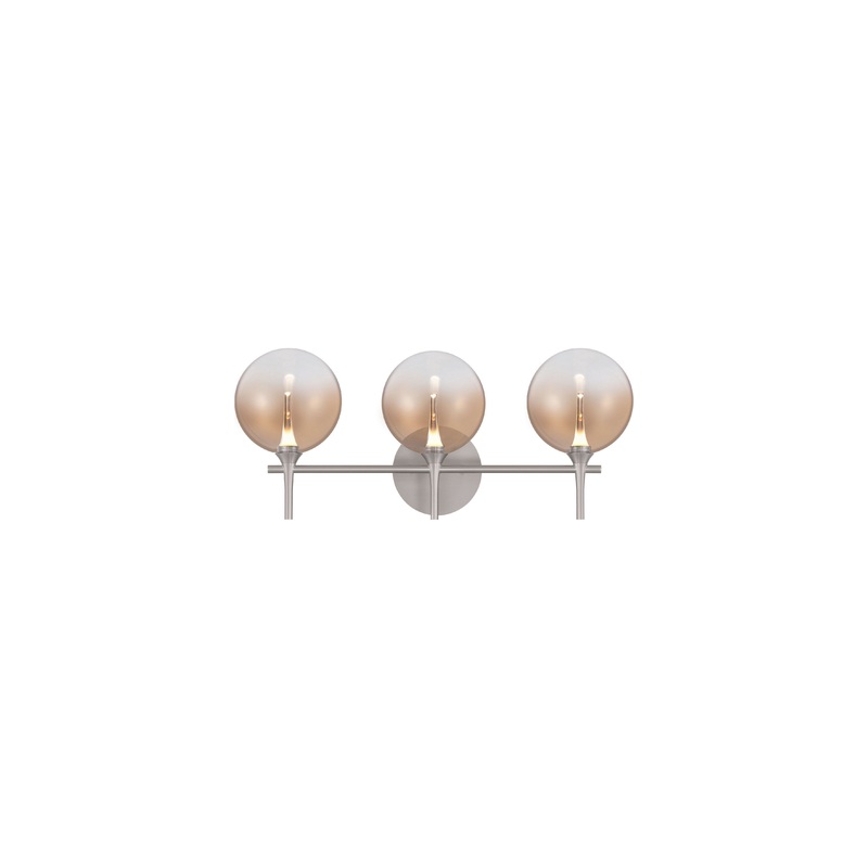Iissa 3-Light Vanity Light Nickel Amber Glass
