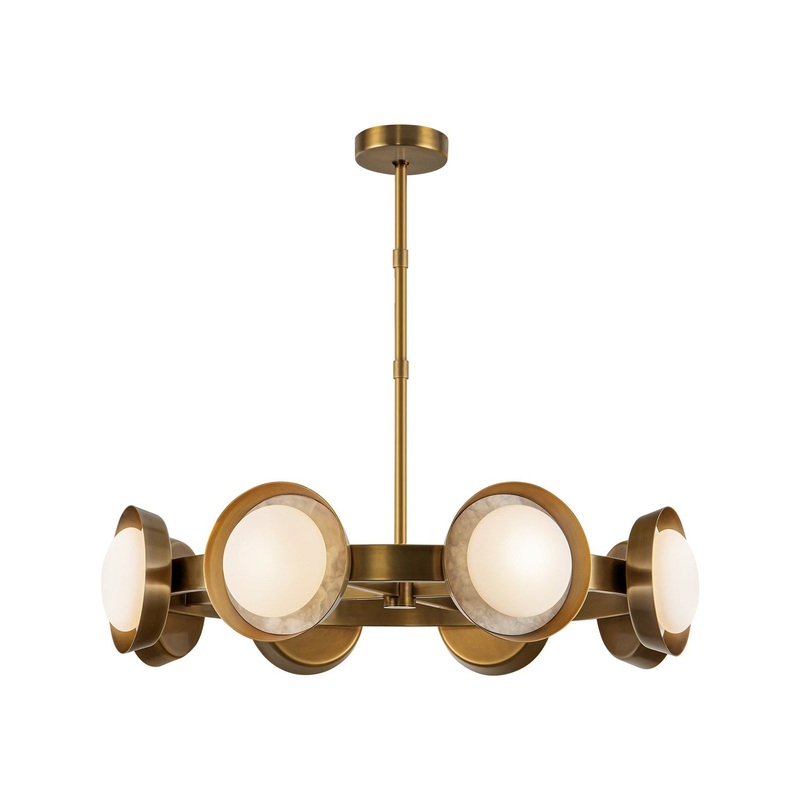 LED Chandelier from the Alonso Collection in Vintage Brass Finish by Alora