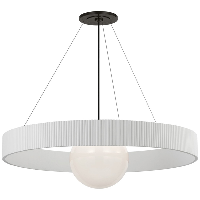 LED Chandelier from the Arena Collection in Bronze And White Glass Finish by Visual Comfort Signature
