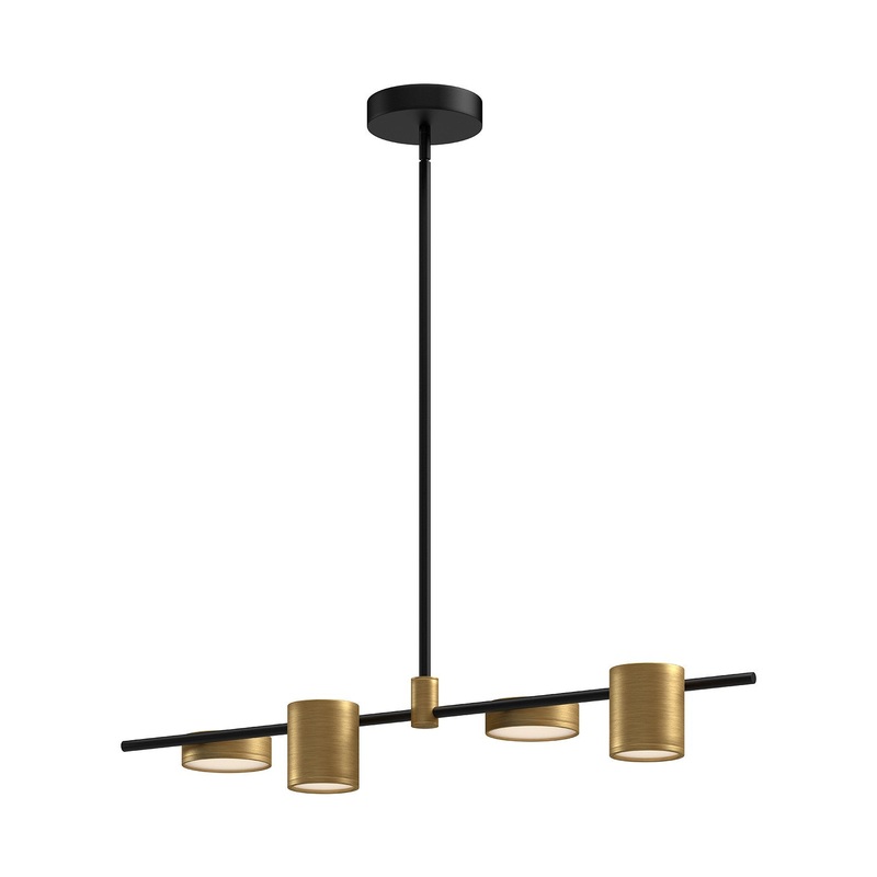 LED Linear Pendant from the Jayden Collection in Black/Brushed Gold Finish by Kuzco Lighting