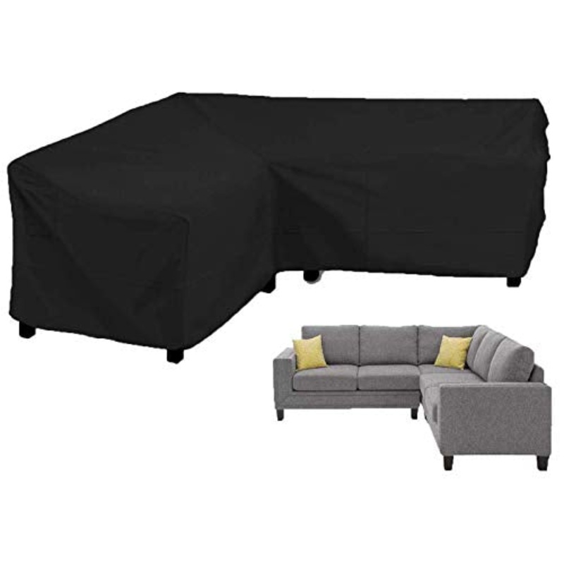 Ledph Coperture per Set Arredo Giardino A Forma di L Angolare, Outdoor Copertura Protettivo Divano Impermeabile, Copri Esterno Divani Balcone con Corde di Serraggio in Basso,210 * 270 * 85cm
