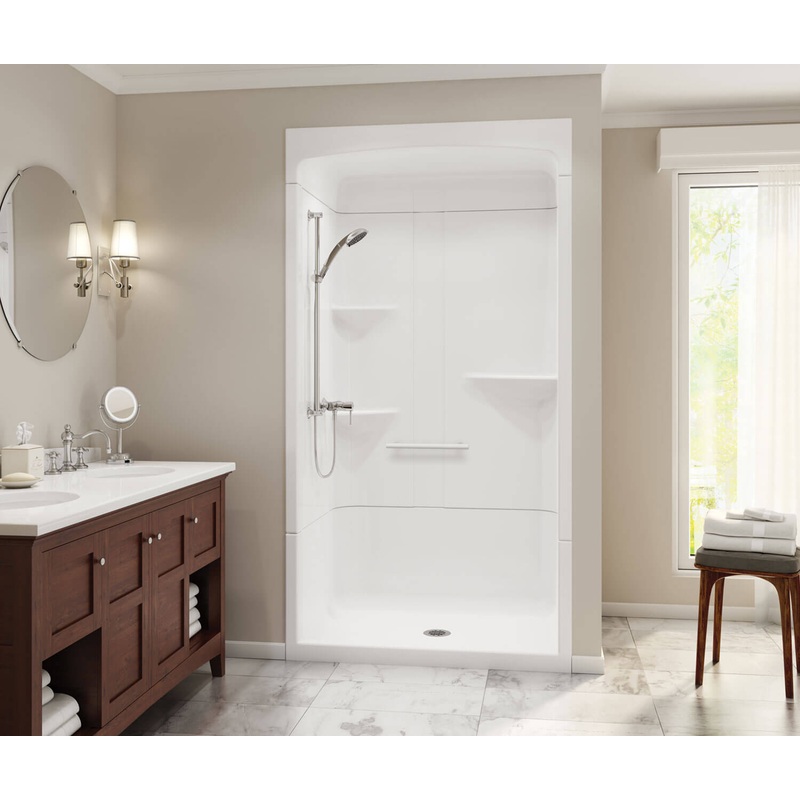 MAAX 105920-SR-000-001 Camelia SHR-4834 Acrylic Alcove Center Drain Three-Piece Shower in White