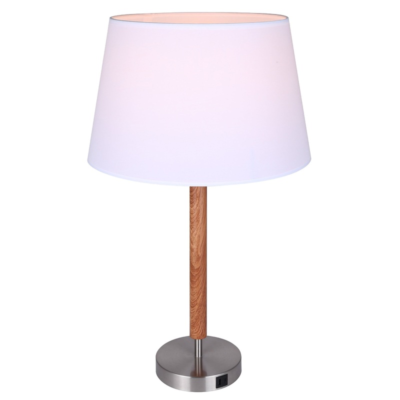 Maly 1-Light Table Lamp Brushed Nickel and Faux Wood
