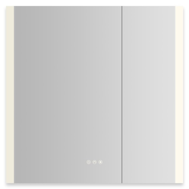 Medicine Cabinet AIO 30 x 30 Inch with Vertical Edge Lighting 2 Doors Triple Mirror Left Hinge