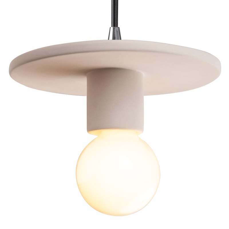 One Light Pendant from the Radiance Collection Collection in Bisque Finish by Justice Designs