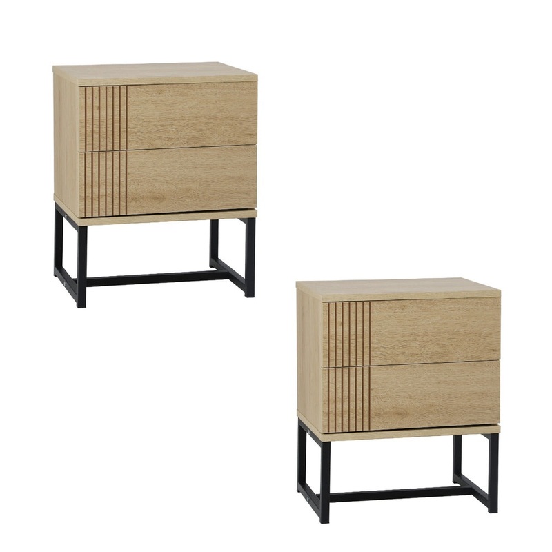 Set of 2 Bedside Tables Bedroom Metal