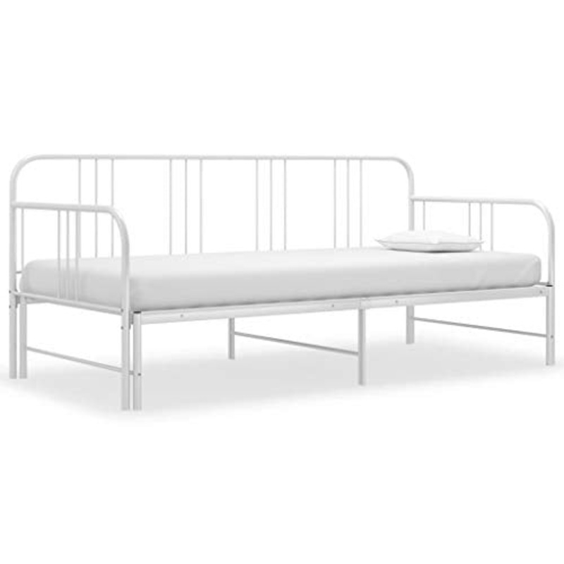 SKM Telaio Divano Letto Estraibile Bianco in Metallo 90×200 cm