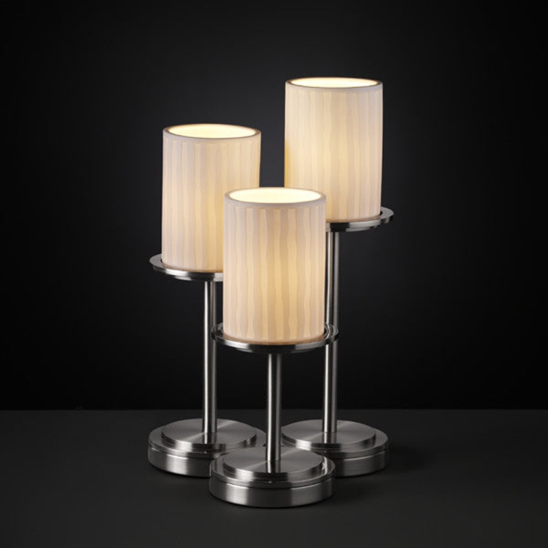 Three Light Table Lamp from the Limoges Collection in Brushed Nickel Finish by Justice Designs
