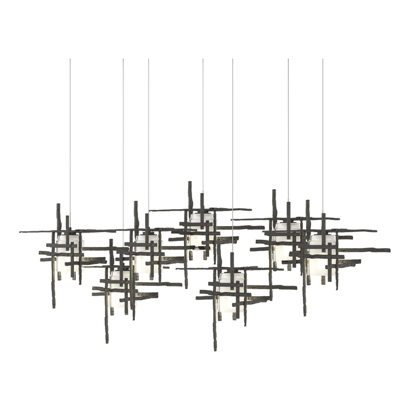 Tura 7-Light Frosted Glass Pendant Natural Iron