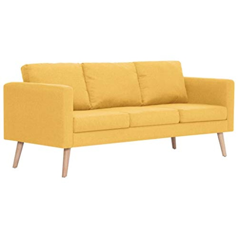 vidaXL Divano a 3 Posti Elegante Comodo Sofa Triplo per Casa per Ufficio Poltrona da Tre Persone Arredo per Salotto Arredamento in Tessuto Giallo