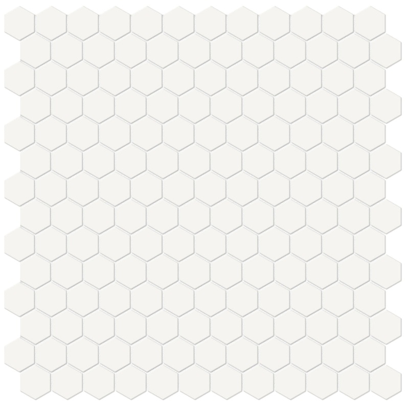 1 Inch Soho Matte Canvas White Porcelain Hexagon Mosaic. Sheet = .93 Sq. Ft.