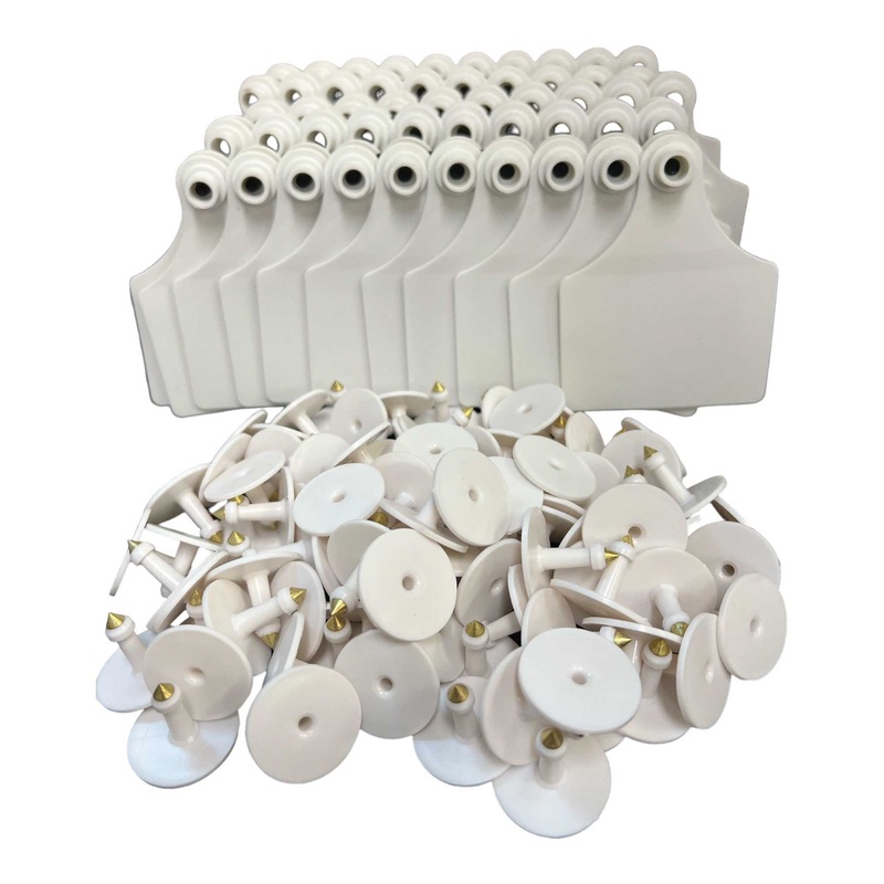 100x Cattle Ear Tags 7x10cm Set – Large White Blank Cow Sheep Livestock Label