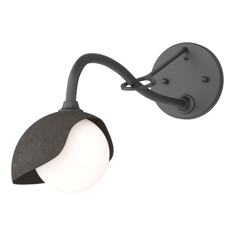 Brooklyn 1-Light Single Shade Long-Arm Sconce Black Dark Smoke