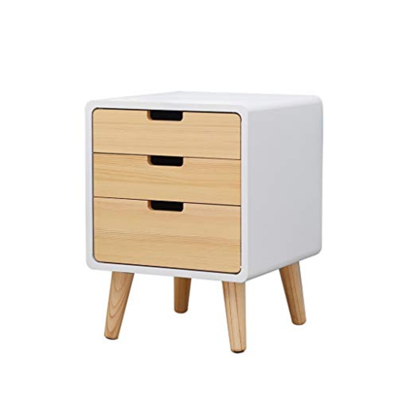 Comodino Nordico, Camera da Letto Moderna Semplice in Legno massello Mini Piccolo armadietto carico 300 kg-40x37x52 cm FANJIANI