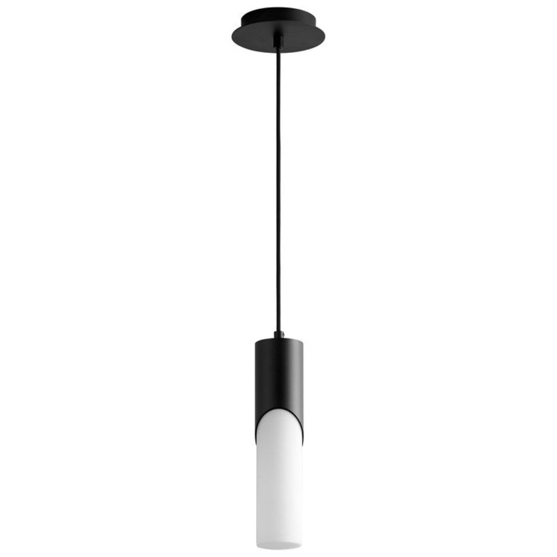 Ellipse Single-Light Tall 2.75″ Mini Pendant with Glass Shade – Black