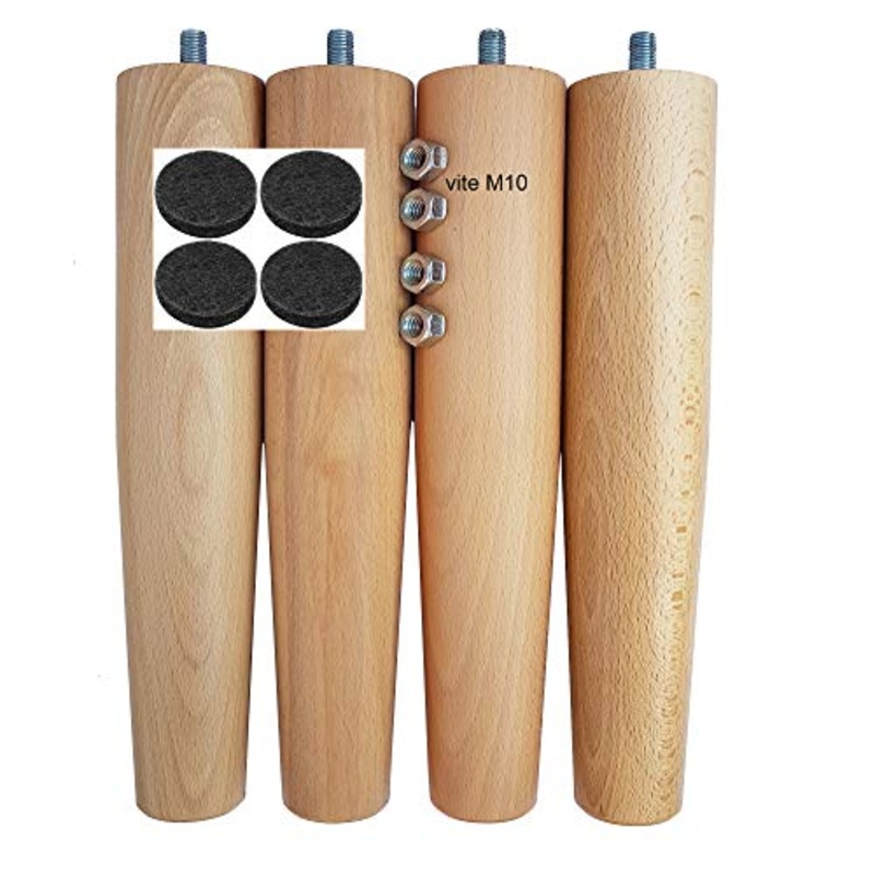 Filoben Set piedi faggio 4pz rete a doghe diametro 55 mm altezza 25-30-35-40-45 (Set 4pz H 45)