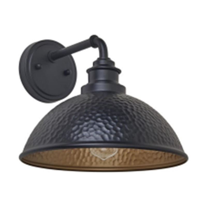 Hammond 1-Light Wall Lantern Hammered Black with Matte Gold Interior