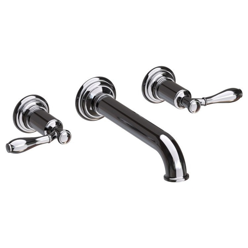 Ithaca Two Handle Wall-Mount Bathroom Faucet – Midnight Chrome