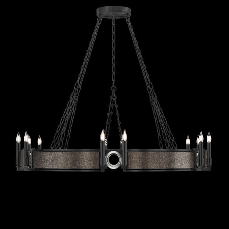 Mirage 49.75″W Round Chandelier Black Iron/Nickel/Pebble