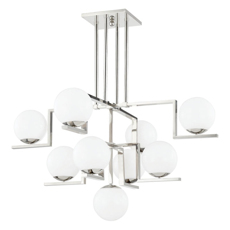 Nine Light Chandelier from the Tanner Collection in Polished Nickel Finish by Hudson Valley