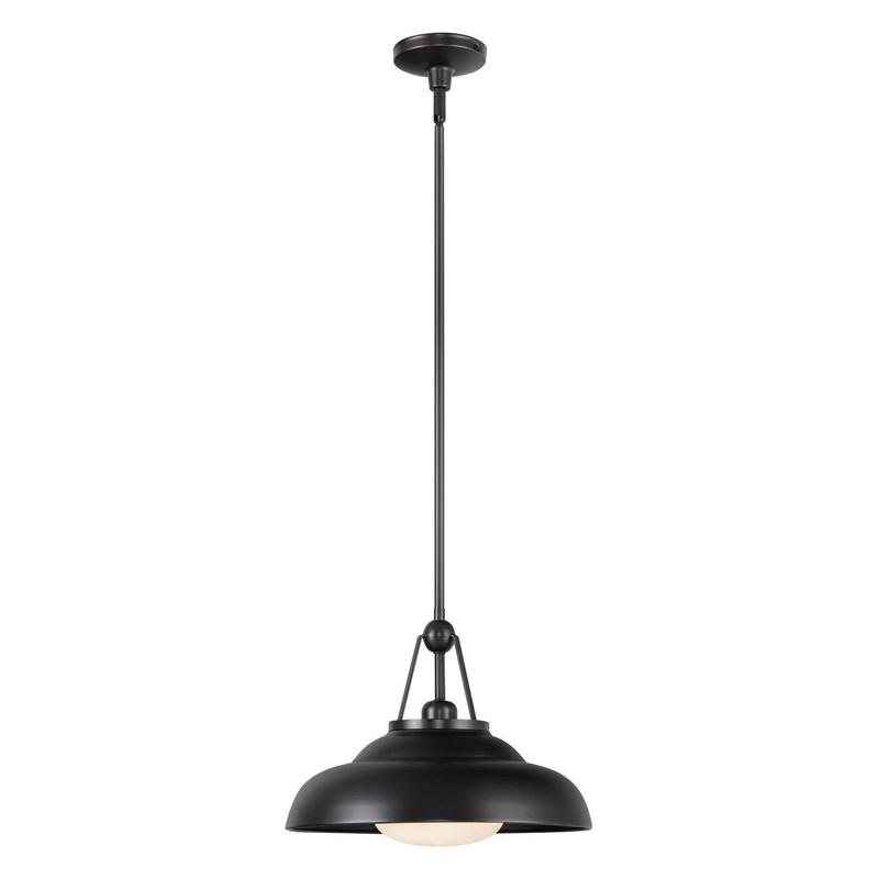 One Light Pendant from the Palmetto Collection in Urban Bronze/Glossy Opal Glass Finish by Alora