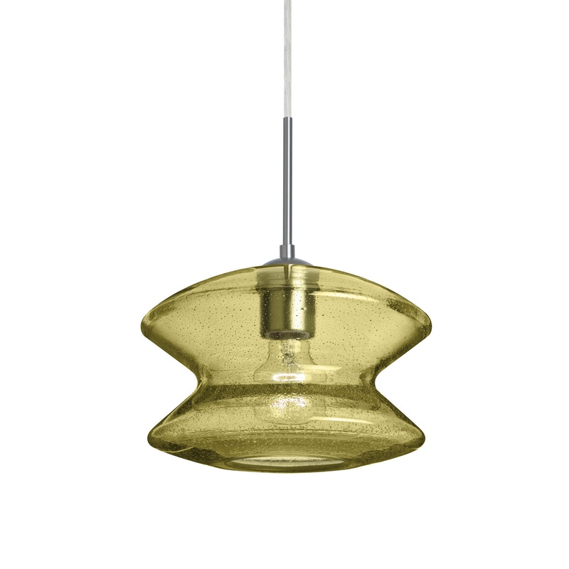 One Light Pendant from the Zen Collection in Satin Nickel Finish by Besa