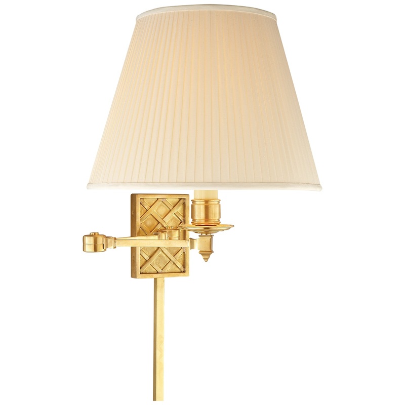 One Light Swing Arm Wall Lamp from the Gene Collection in Natural Brass Finish by Visual Comfort Signature
